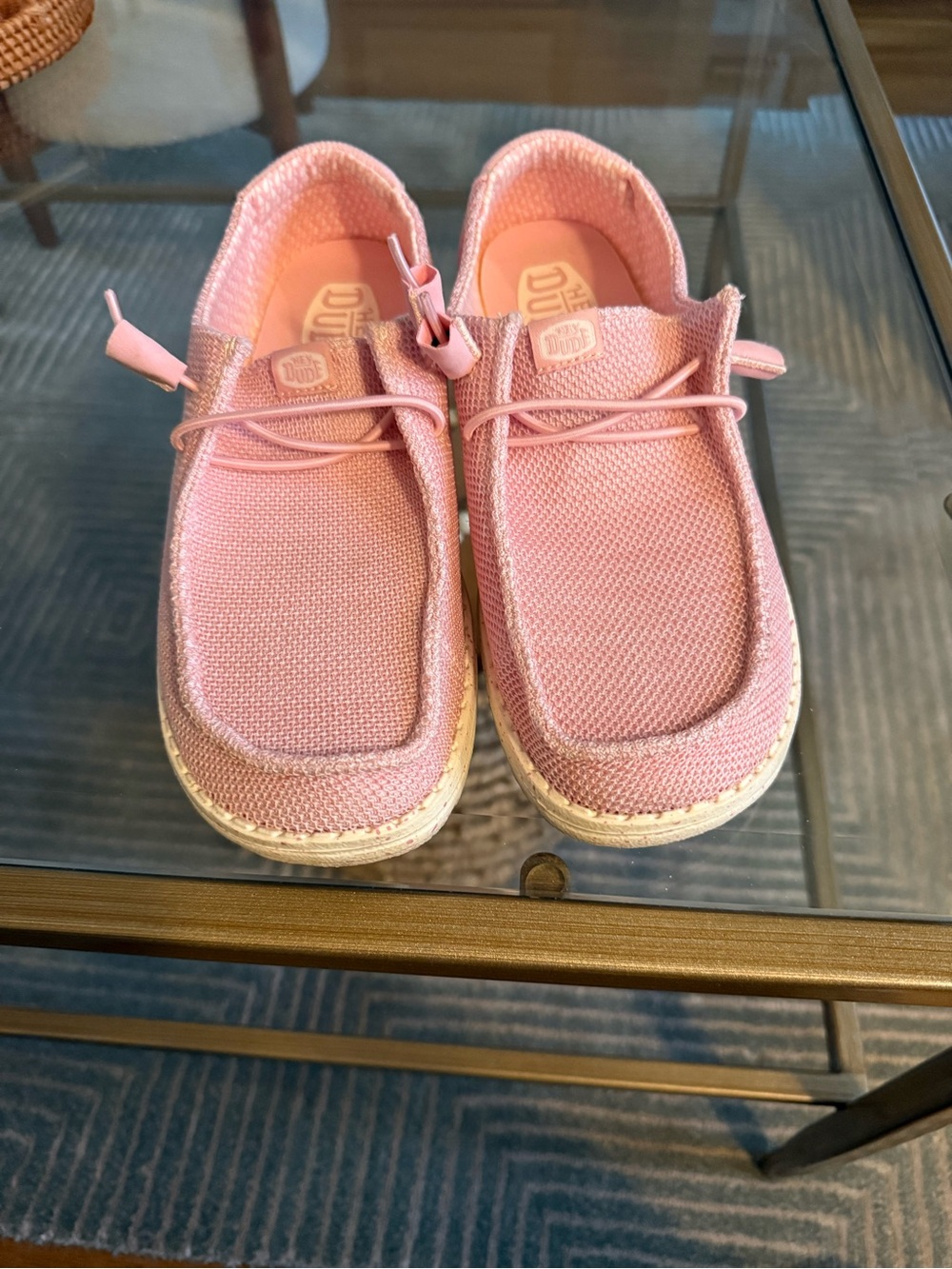 Hey Dude Woman’s Pink Slip-On Sneakers with Bungee Lace